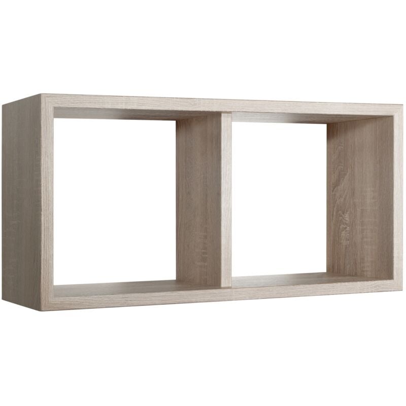 foto del prodotto mensola da parete scaffale 2 scomparti rovere naturale salotto camera soggiorno moderno morgana maxi