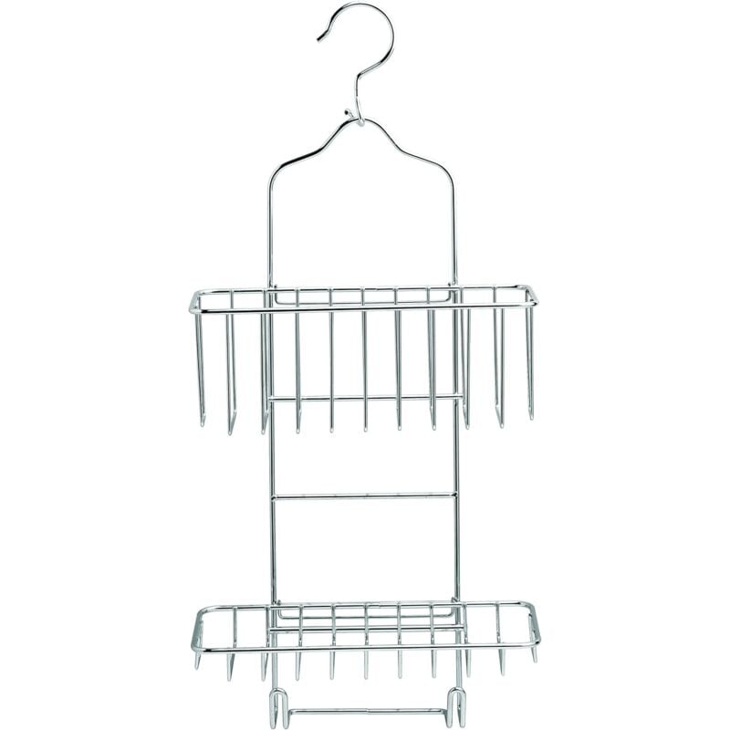 foto del prodotto mensola doccia con gancio a due ripiani cromata con finitura a specchio 10x43x24h cm king home