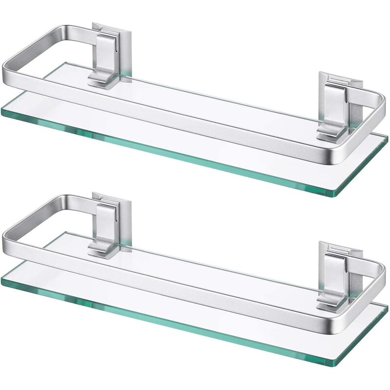 foto del prodotto mensola doccia vetro, mensole bagno da 30 cm, mensola rettangolare per doccia temperata per cucina bagno 2 pcs