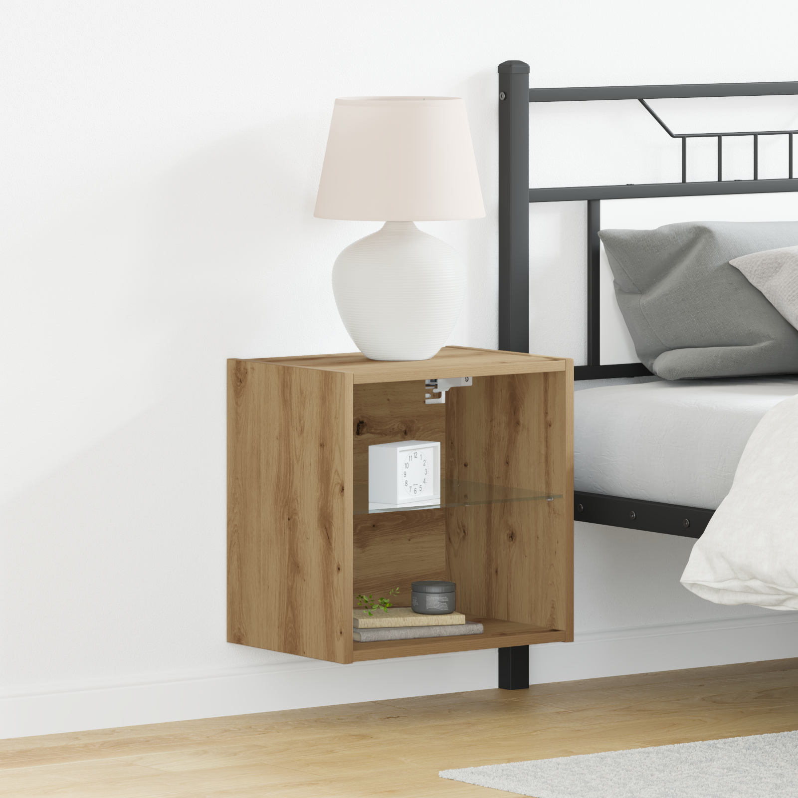 foto del prodotto mensola flottante 2 pcs rovere artigianale 40x28.5x40 cm legno ingegnerizzato