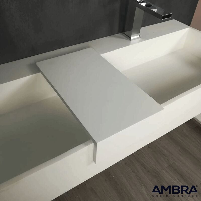 foto del prodotto mensola free standing per lavabo in solid surface - ambra