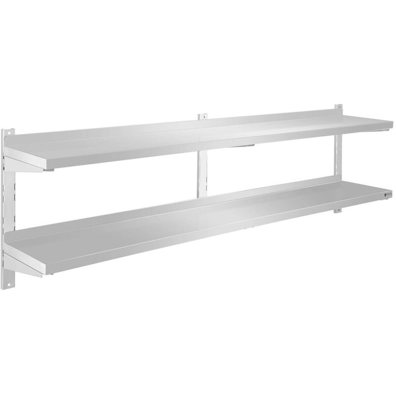 foto del prodotto mensola in acciaio inox dimensioni 180 x 30 cm 2 ripiani regolabili in altezza