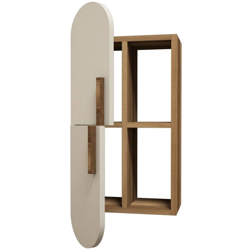 foto del prodotto mensola nesat, scaffale, ripiano a muro, scaffalatura multiuso, 35x22 h60 cm, noce e crema