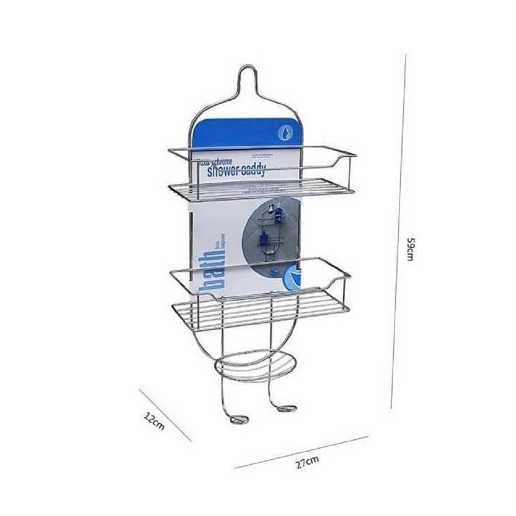 foto del prodotto mensola organizer per bagno doccia a 3 livelli ripiani appendini cromato 52715 trade shop traesio