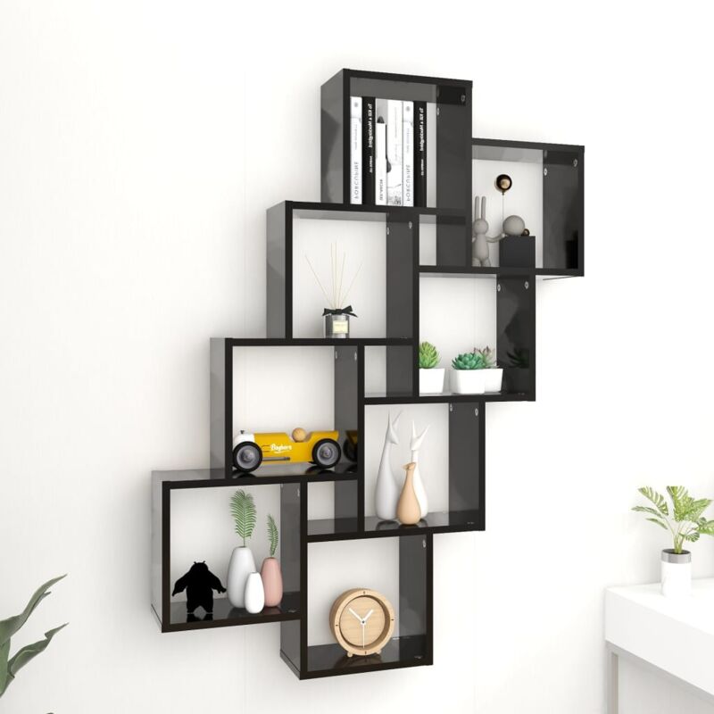 foto del prodotto mensola parete a cubo nera 90x15x119 cm in legno multistrato vidaxl