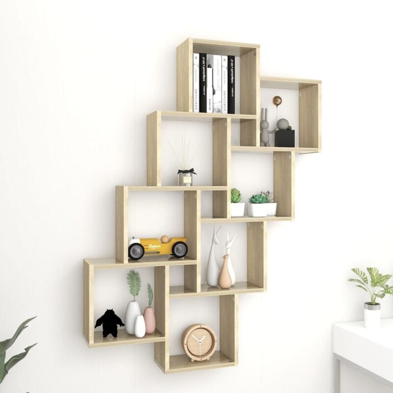 foto del prodotto mensola parete cubo rovere sonoma 90x15x119cm legno multistrato vidaxl