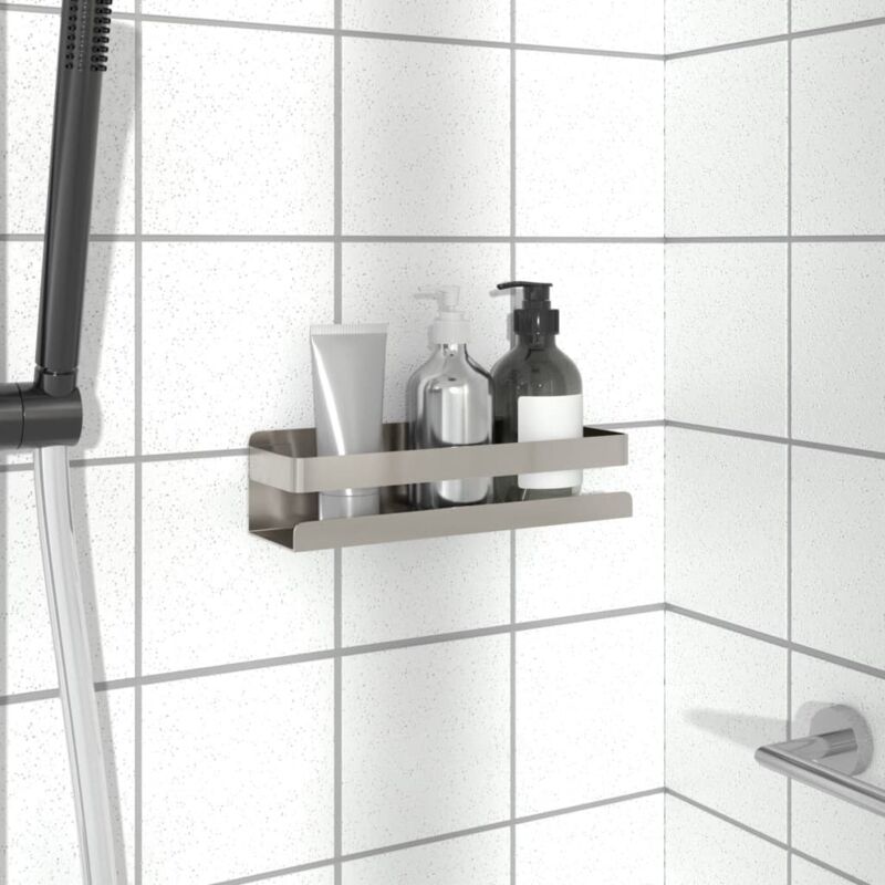 foto del prodotto mensola per doccia 23x6,5x6 cm in acciaio inox 304 spazzolato vidaxl