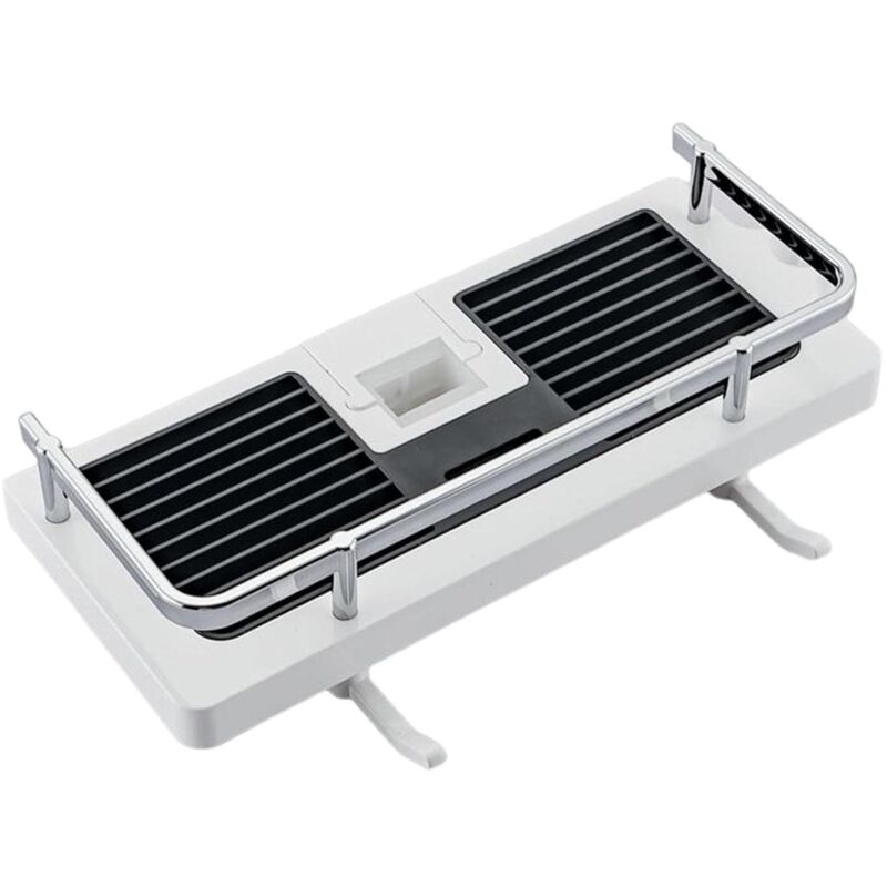 foto del prodotto mensola per doccia sospesa, organizer per doccia regolabile senza perforazioni per asta doccia, quadrato biancocontenitori da bagno e contenitoricasa e giardinobagnobagno - alovez