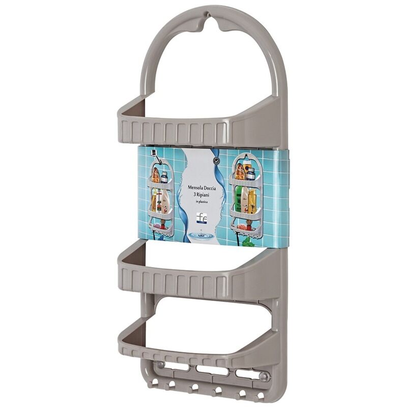 foto del prodotto mensola per doccia tortora a tre ripiani bianco