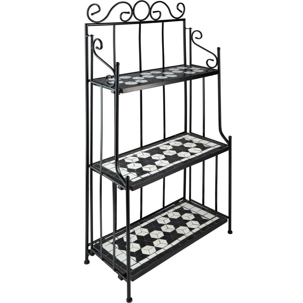 foto del prodotto mensola per piante in mosaico 3 livelli 114 cm nero bianco 2208298