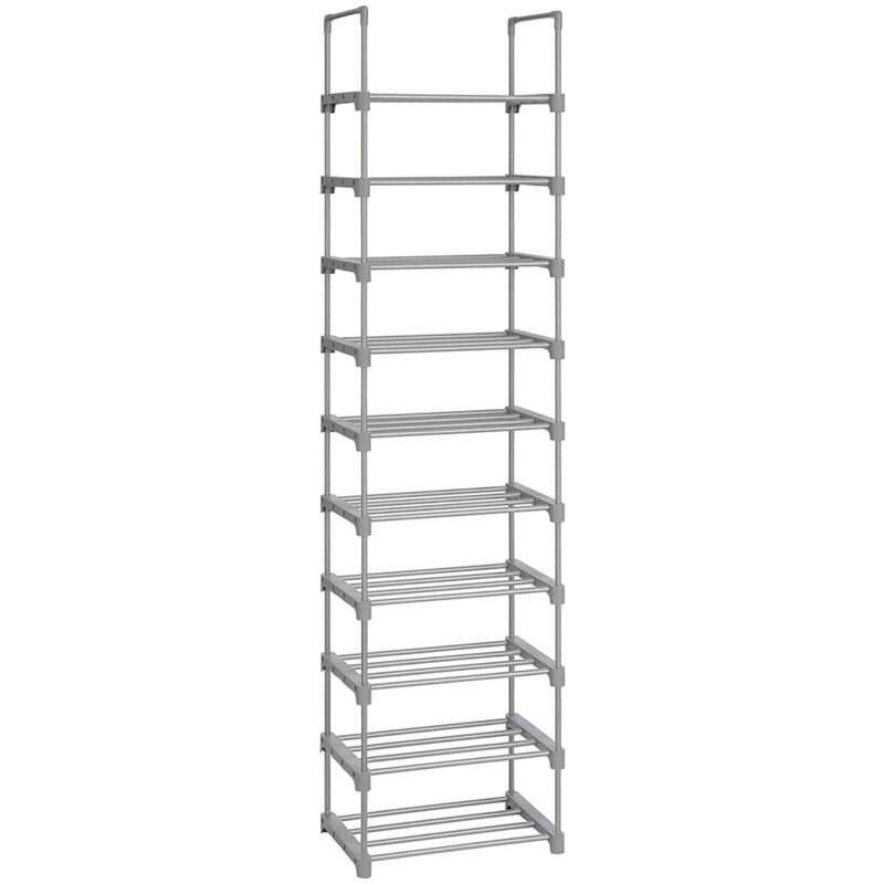 foto del prodotto mensola per scarpe in ferro grigio con 10 livelli modulari l45 x h174 cm