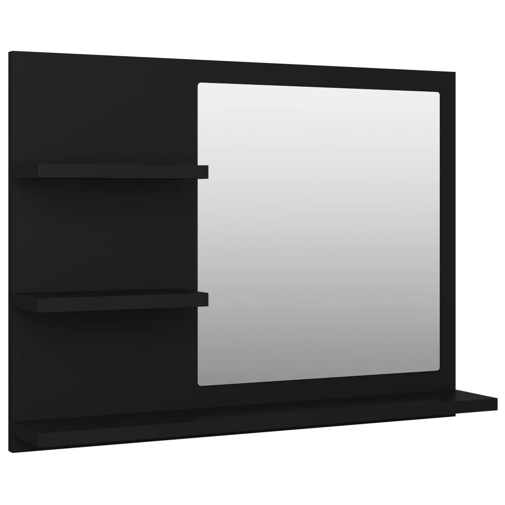 foto del prodotto mensola per specchio da bagno 60 x 10,5 x 45 cm in truciolato nero