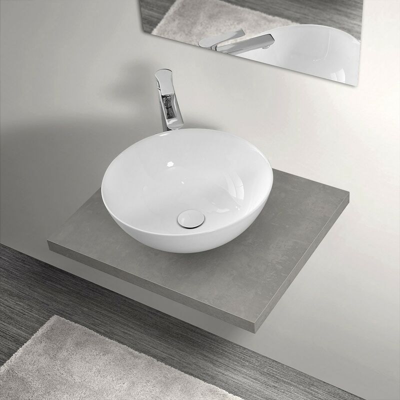 foto del prodotto mensola porta lavabo grigio cemento per lavabi da appoggio da 60 cm serie master