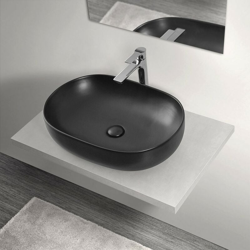 foto del prodotto mensola porta lavabo grigio nuvola per lavabi da appoggio da 80 cm serie master