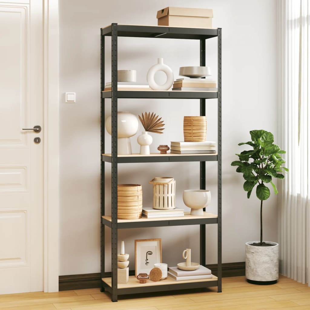 foto del prodotto mensola portaoggetti 5 strati antracite in acciaio e legno cod mxl 62921