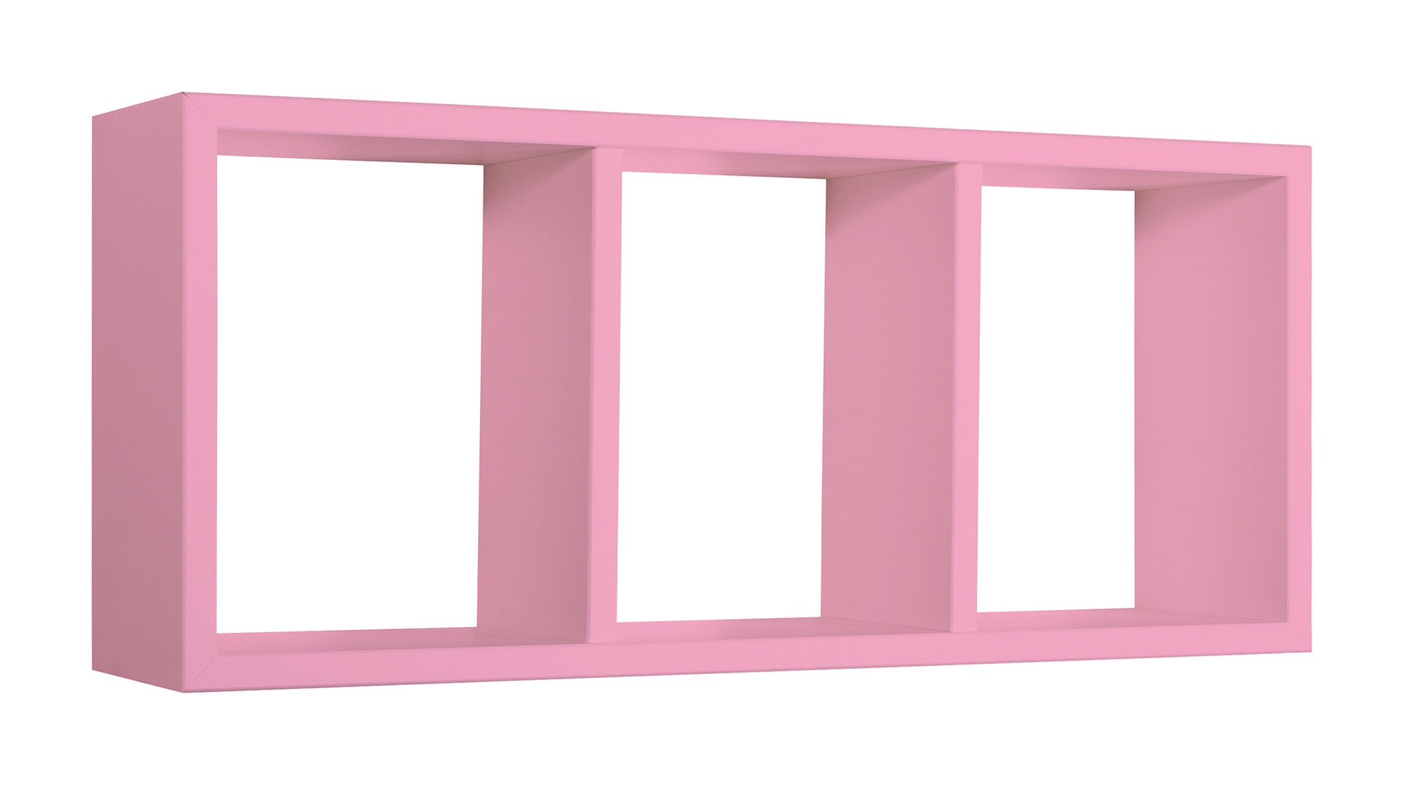foto del prodotto mensola rettangolare 3 scomparti da parete 70x30x15.5 cm in fibra di legno tristano rosa blush