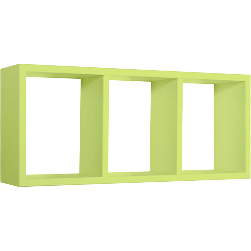 foto del prodotto mensola rettangolare 3 scomparti da parete 70x30x15.5 cm in fibra di legno tristano verde