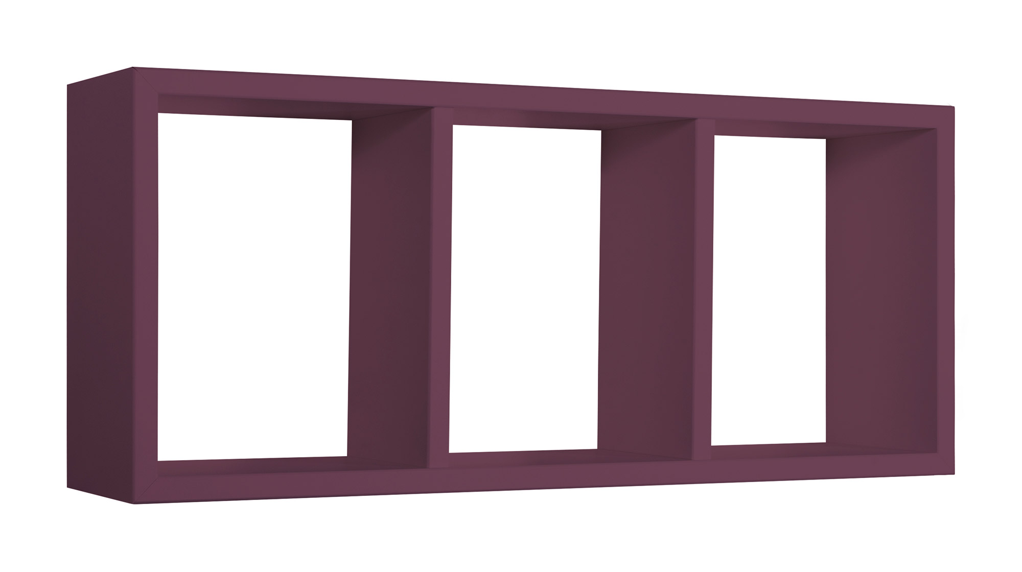 foto del prodotto mensola rettangolare 3 scomparti da parete 70x30x15.5 cm in fibra di legno tristano viola melanzana