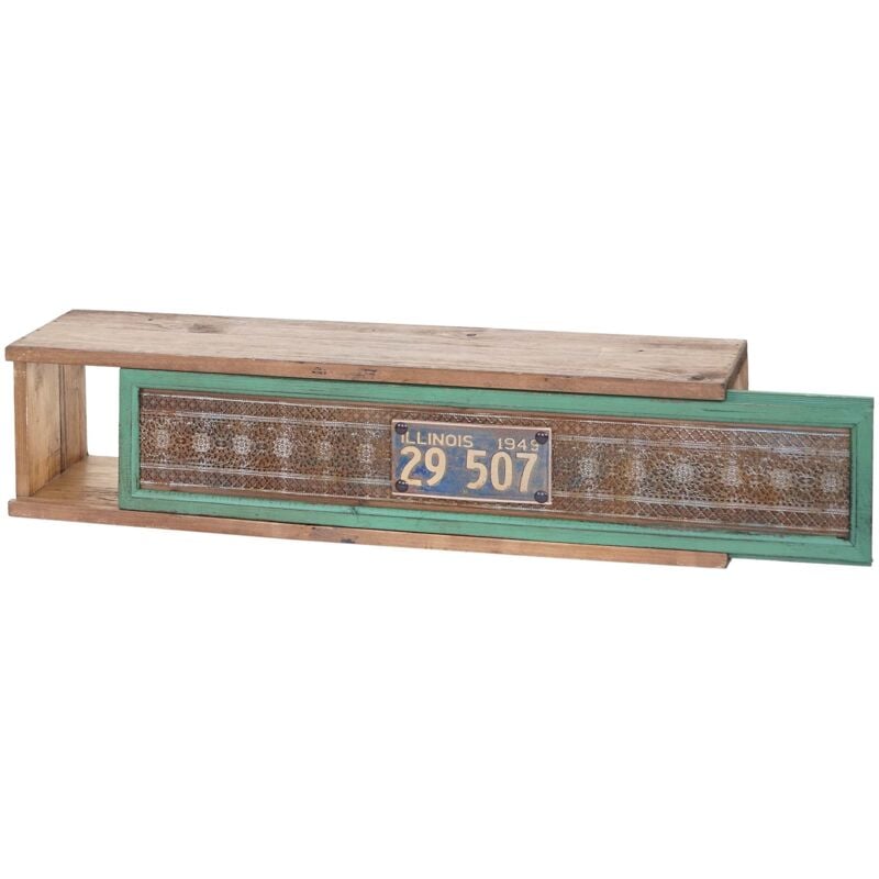 foto del prodotto mensola ripiano a muro vintage hhg 076 patchwork metallo legno 13x65x16cm