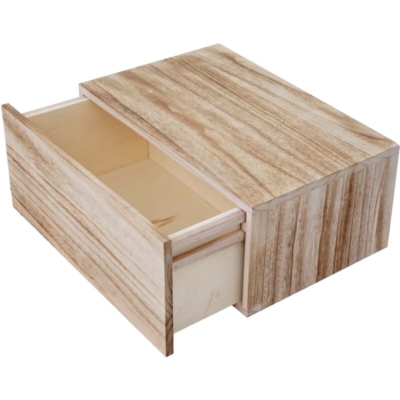 foto del prodotto mensola ripiano decorativo con cassetto shabby vintage hhg 403 legno 30x46x21cm, naturale