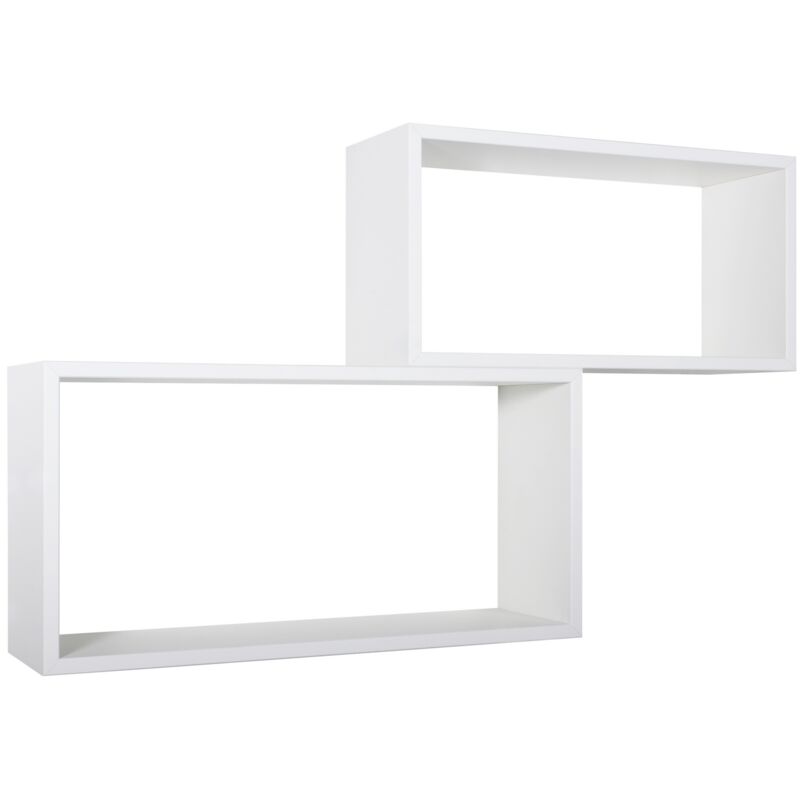 foto del prodotto mensola scaffale parete 2 pz bianco rettangolare salotto camera soggiorno moderno bislungo