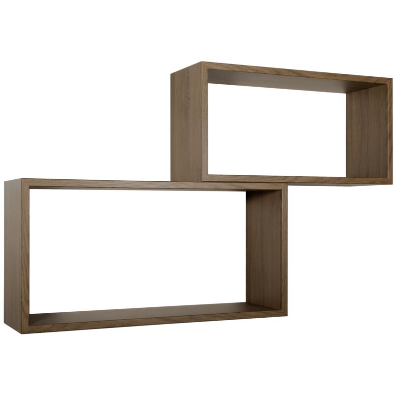 foto del prodotto mensola scaffale parete 2 pz rovere tabacco rettangolare salotto camera soggiorno moderno bislungo