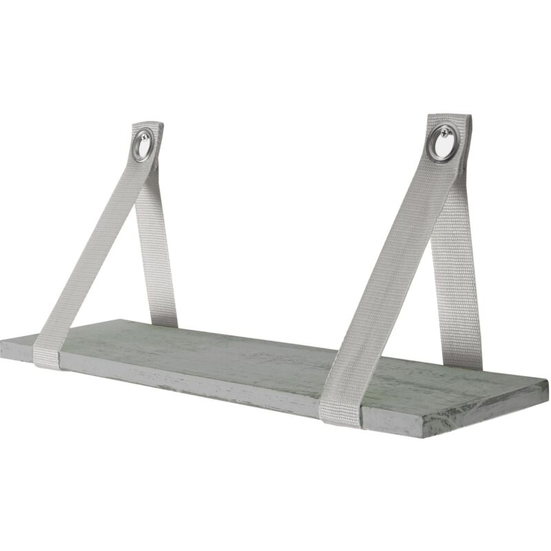 foto del prodotto mensola sospesa in legno chiaro aspetto vintage 21x50 cm grigio 040005185