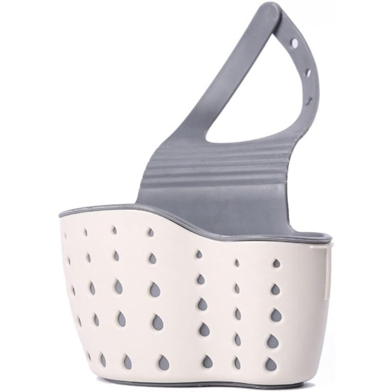 foto del prodotto mensola sospesa per lavello da cucina, cestino porta spugne, supporto regolabile per rubinetto del lavandino beige 