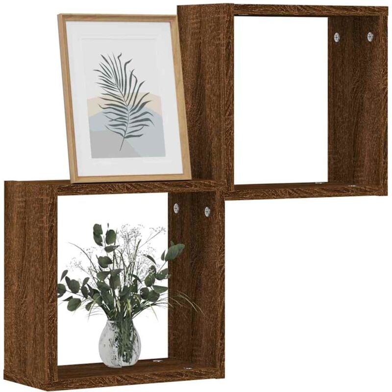 foto del prodotto mensole a cubo 2 pz rovere marrone 30x15x30 cm vidaxl