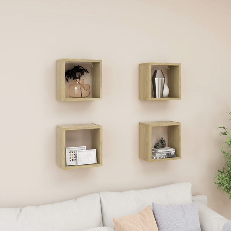foto del prodotto mensole a cubo 4 pz rovere sonoma 26x15x26 cm vidaxl