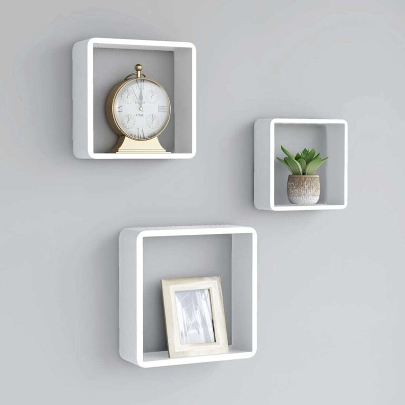 foto del prodotto mensole a cubo da parete 3 pz bianco in mdf