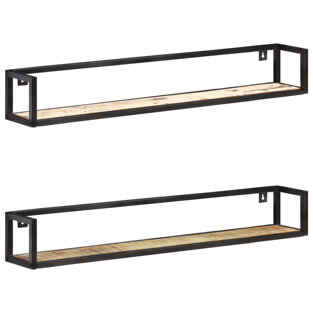 foto del prodotto mensole a muro 2 pz 120 cm in legno massello di recupero cod mxl 60226
