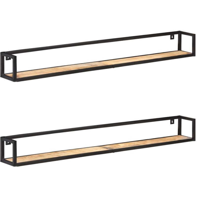 foto del prodotto mensole a muro 2 pz 160 cm in legno di mango grezzo vidaxl 341888