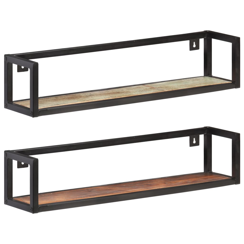 foto del prodotto mensole a muro 2 pz 80 cm in legno massello di recupero cod mxl 57889