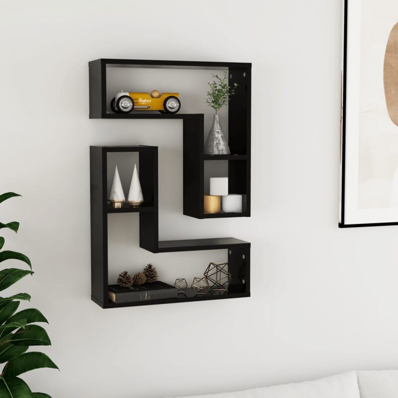 foto del prodotto mensole a muro 2 pz nere 50x15x50 cm in legno multistrato - vidaxl