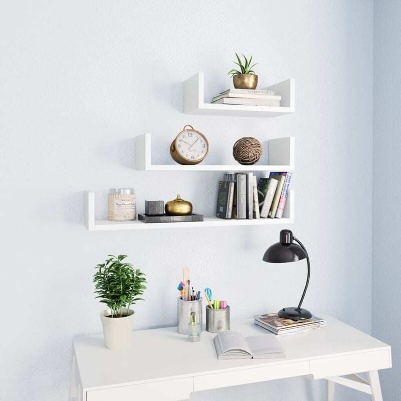 foto del prodotto mensole a muro 3 pz bianco in legno multistrato vidaxl