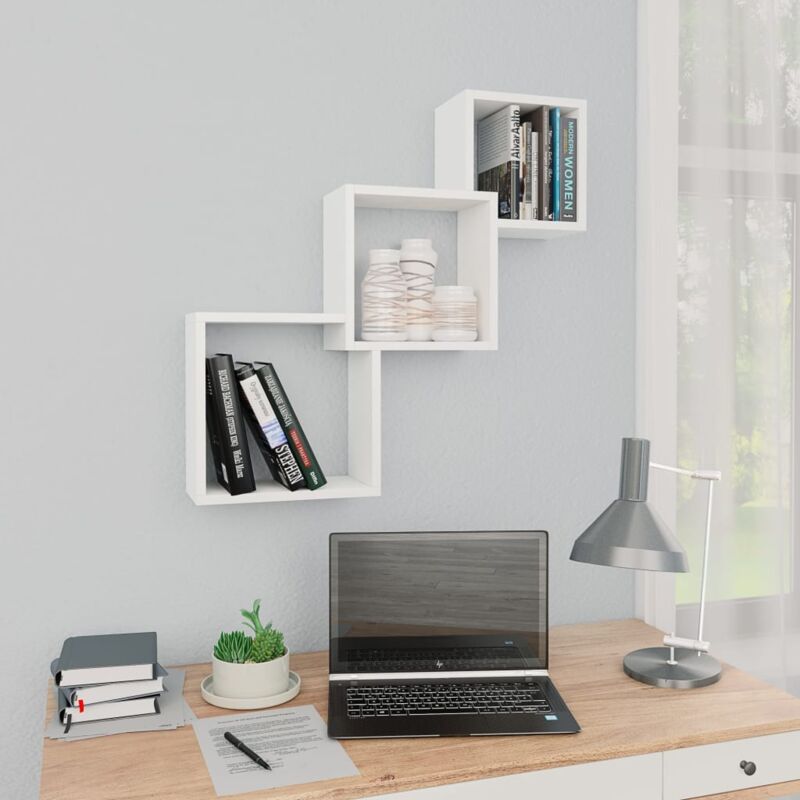 foto del prodotto mensole a muro cubiche bianche 68x15x68 cm legno multistrato vidaxl