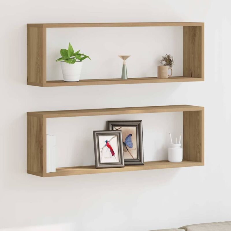 foto del prodotto mensole a parete 2 pezzi in rovere artigianale 80x15x26 cm in legno ingegnerizzato vidaxl