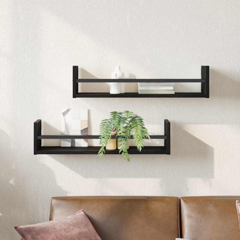 foto del prodotto mensole a parete 2 pezzi quercia nera 60x16x14 cm legno ingegnerizzato vidaxl