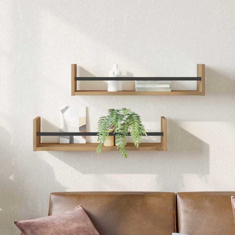 foto del prodotto mensole a parete 2 pezzi rovere artigianale 60x16x14 cm legno ingegnerizzato vidaxl