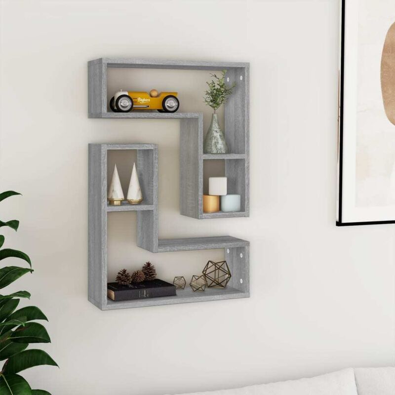 foto del prodotto mensole a parete 2pz grigio sonoma 50x15x50cm legno multistrato vidaxl