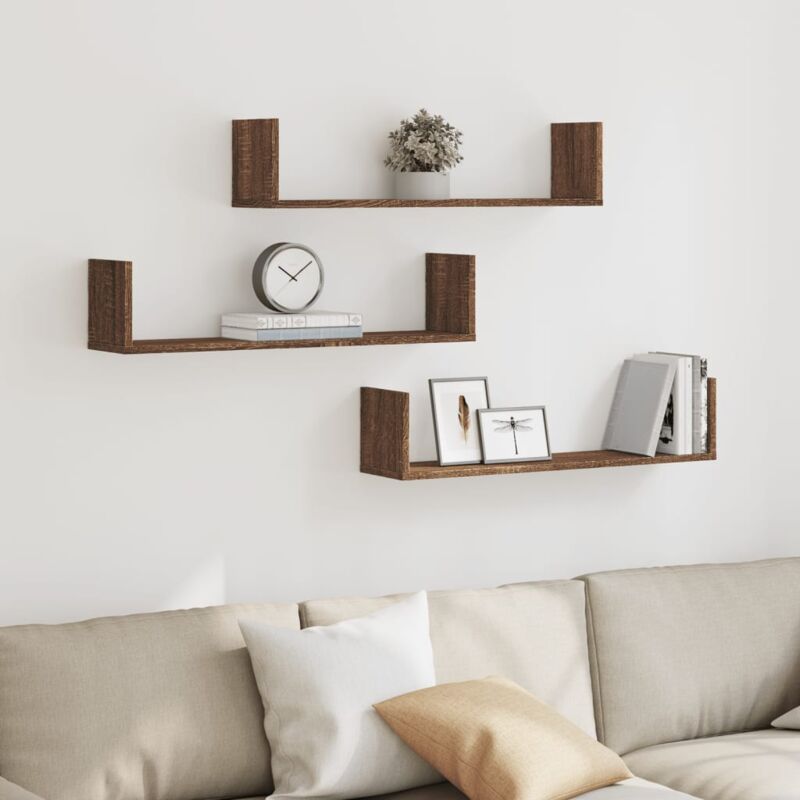 foto del prodotto mensole a parete 3pz rovere marrone 80x18x18 cm in truciolato vidaxl
