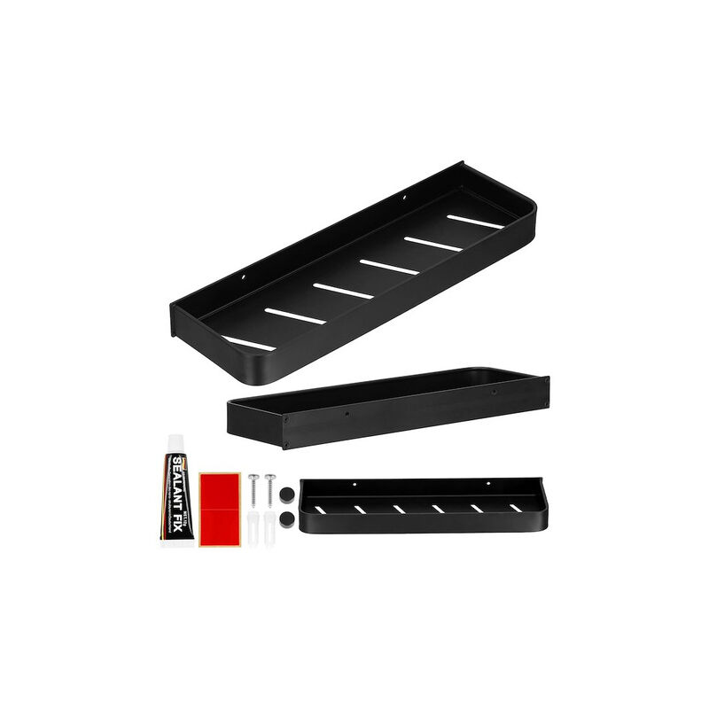 foto del prodotto mensole adesive per doccia in alluminio nero loft 40x12 cm.