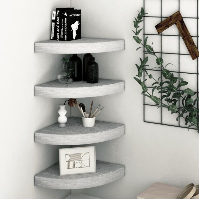 foto del prodotto mensole angolari 4 pz grigio cemento 25x25x3,8 cm in mdf vidaxl
