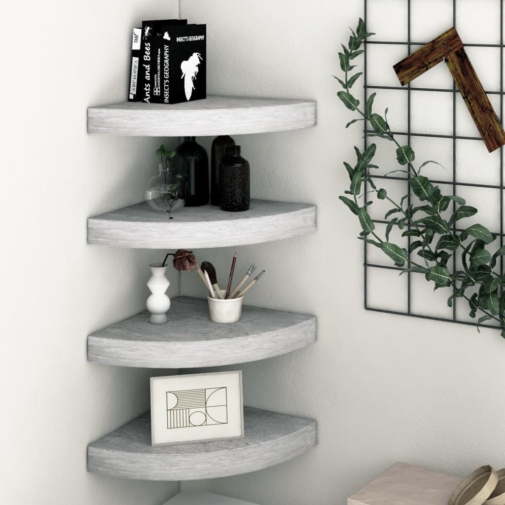 foto del prodotto mensole angolari 4 pz grigio cemento 35x35x3,8 cm in mdf vidaxl
