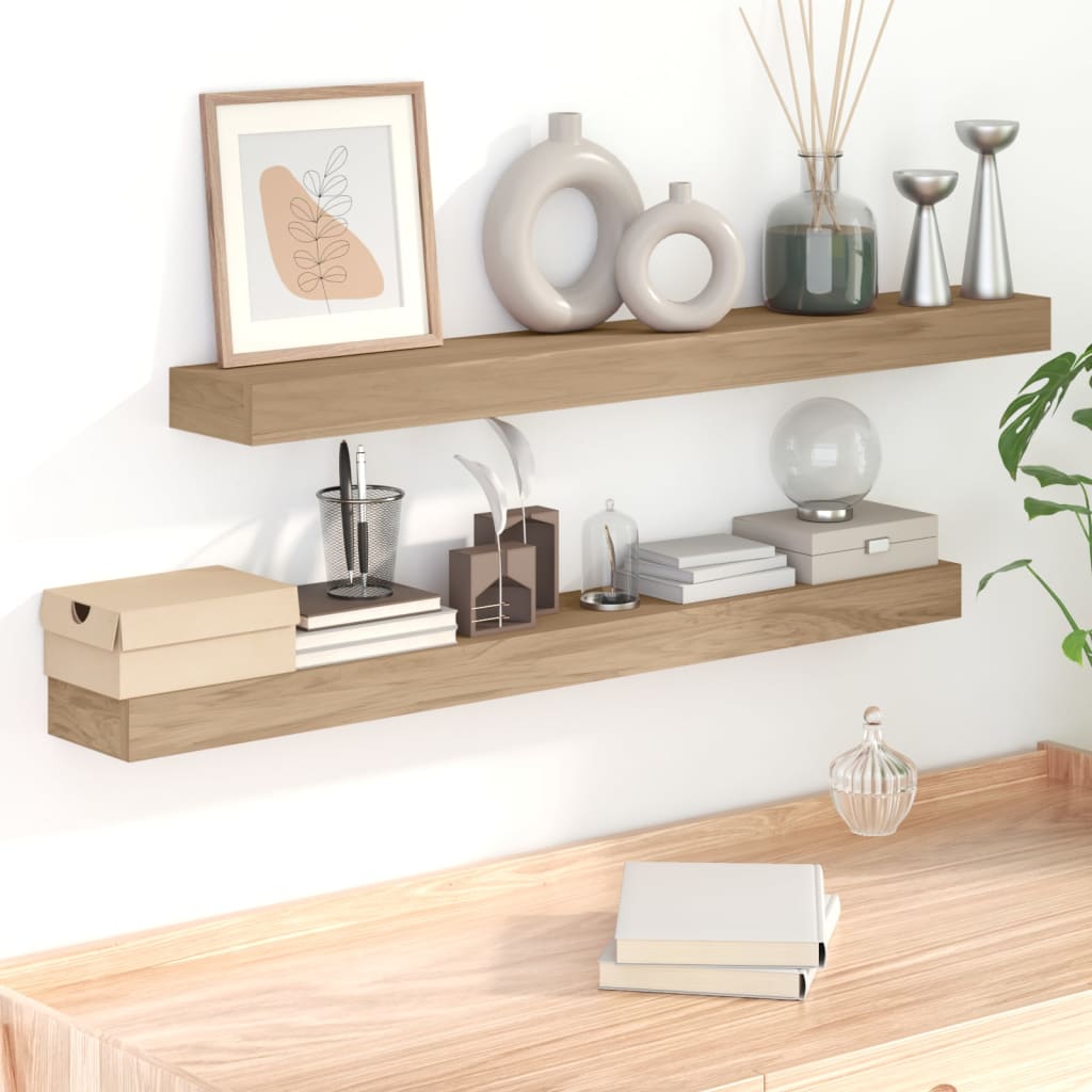 foto del prodotto mensole da parete 2 pz 110x15x6 cm in legno massello di teak cod mxl 69233