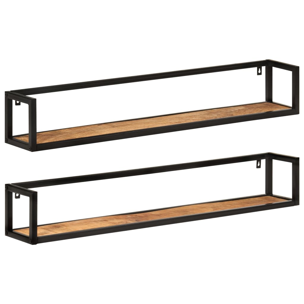 foto del prodotto mensole da parete 2 pz 110x17x17cm legno massello mango e ferrocod mxl 107316