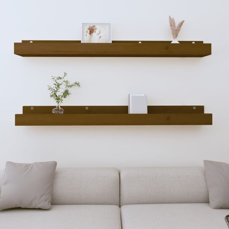 foto del prodotto mensole da parete 2 pz ambra 110x12x9 cm legno massello di pino vidaxl