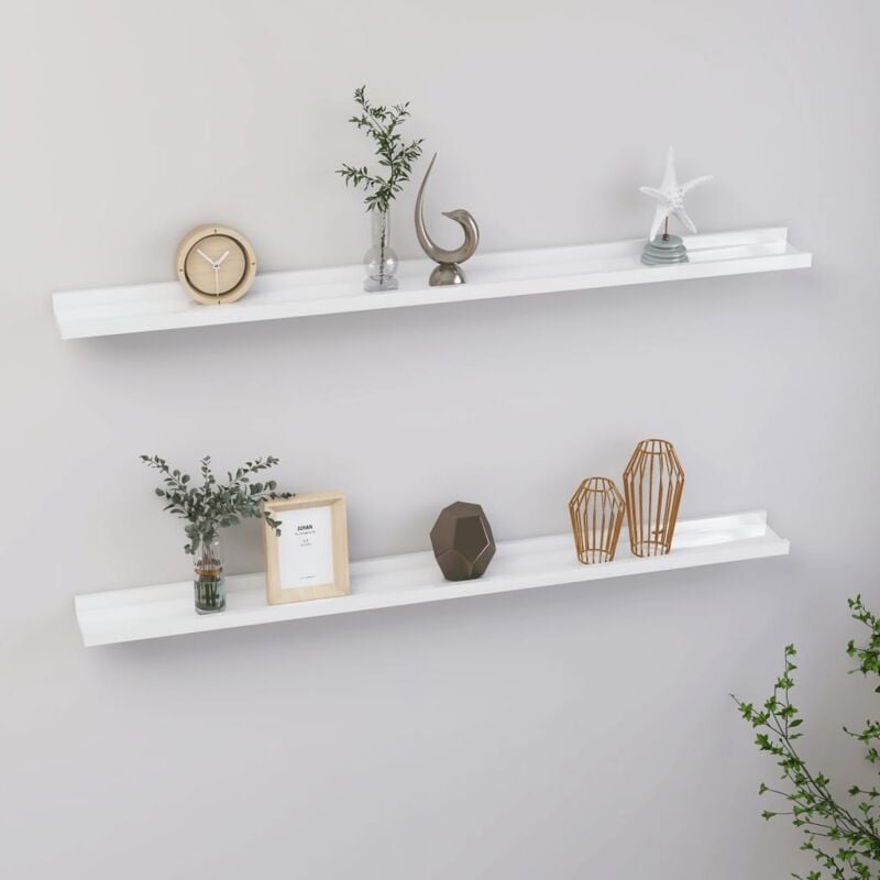 foto del prodotto mensole da parete 2 pz bianco lucido 100x9x3 cm vidaxl