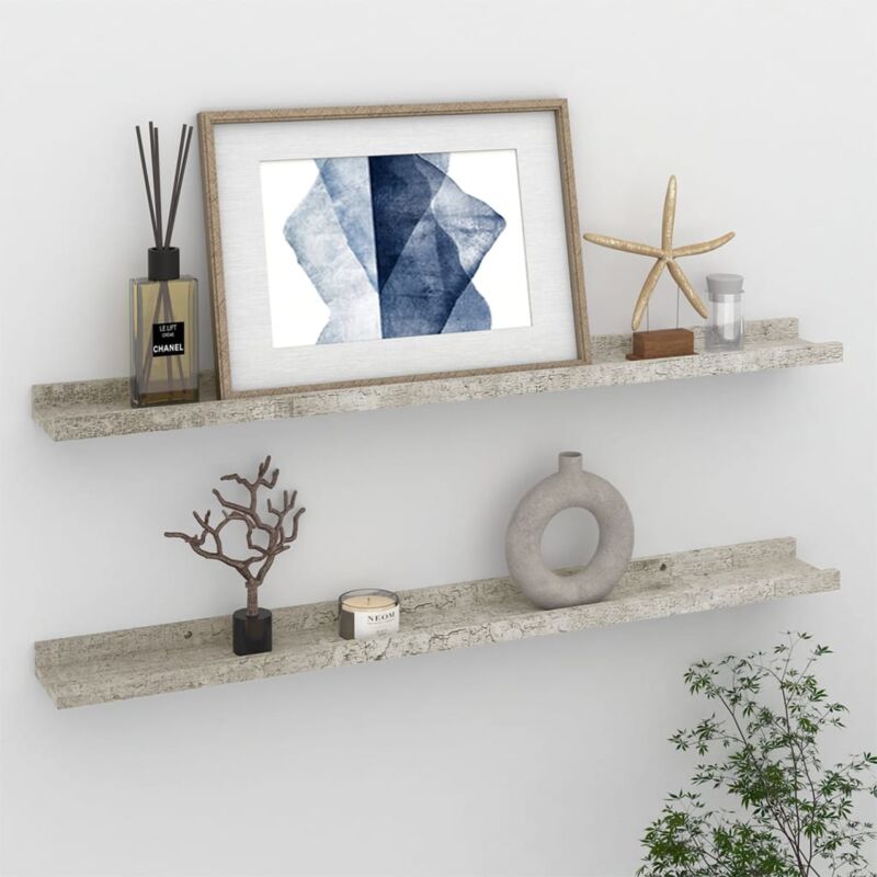 foto del prodotto mensole da parete 2 pz grigio cemento 80x9x3 cm vidaxl